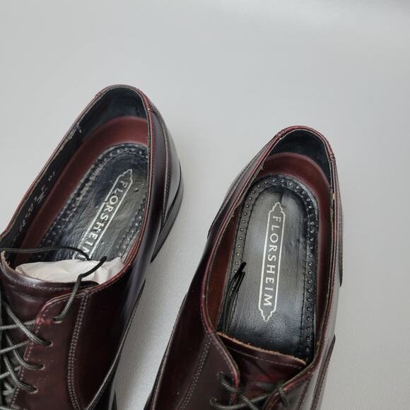 Florsheim Shoes Men's Size 10 D Cap Toe Lace Up Oxford Brown Burgundy Leather - Picture 10 of 15